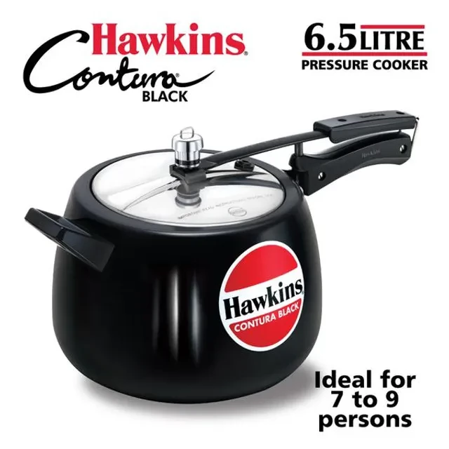 Hawkins Contura Hard Anodised Black Inner Lid Pressure Cooker - With Handle, CB65, 6.5 l-2.webp